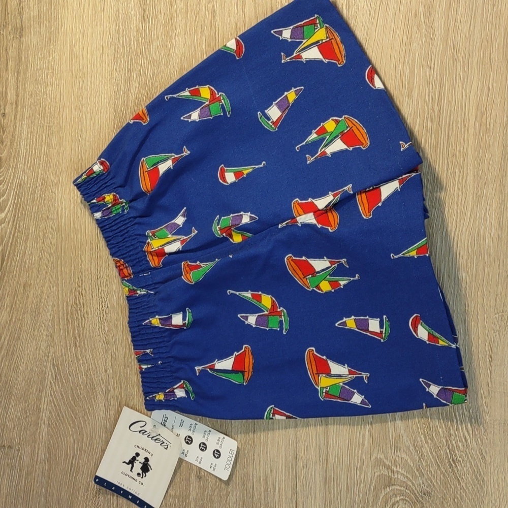 Vintage Carter's Toddler Cotton Sailboat Print Shorts Size 2T NWT